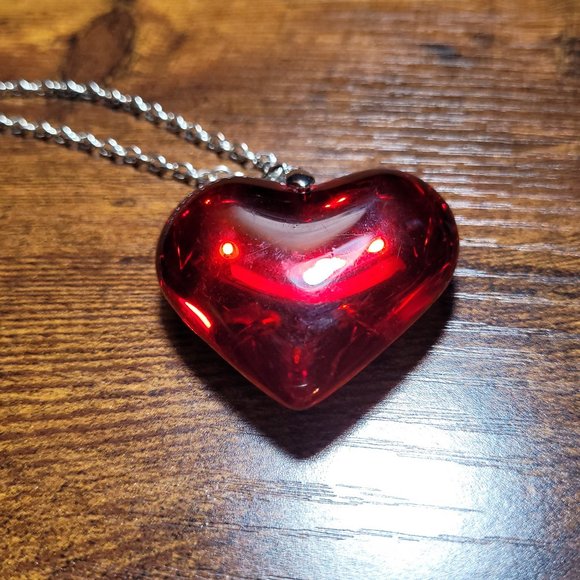 Jewelry - Valentine Red Heart 1.5" Pendant Necklace